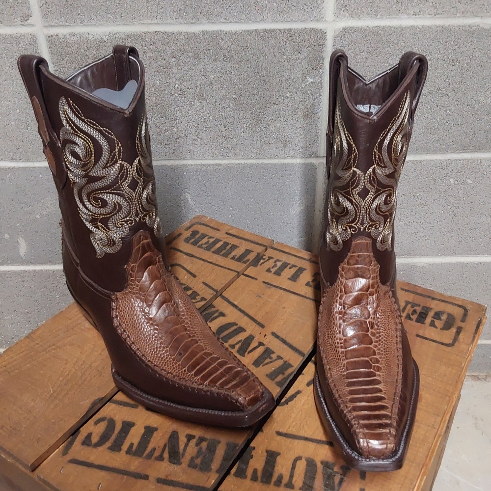 J.W. Boot Company Holland Toe Genuine Ostrich Leg Leather Men's Western Boots